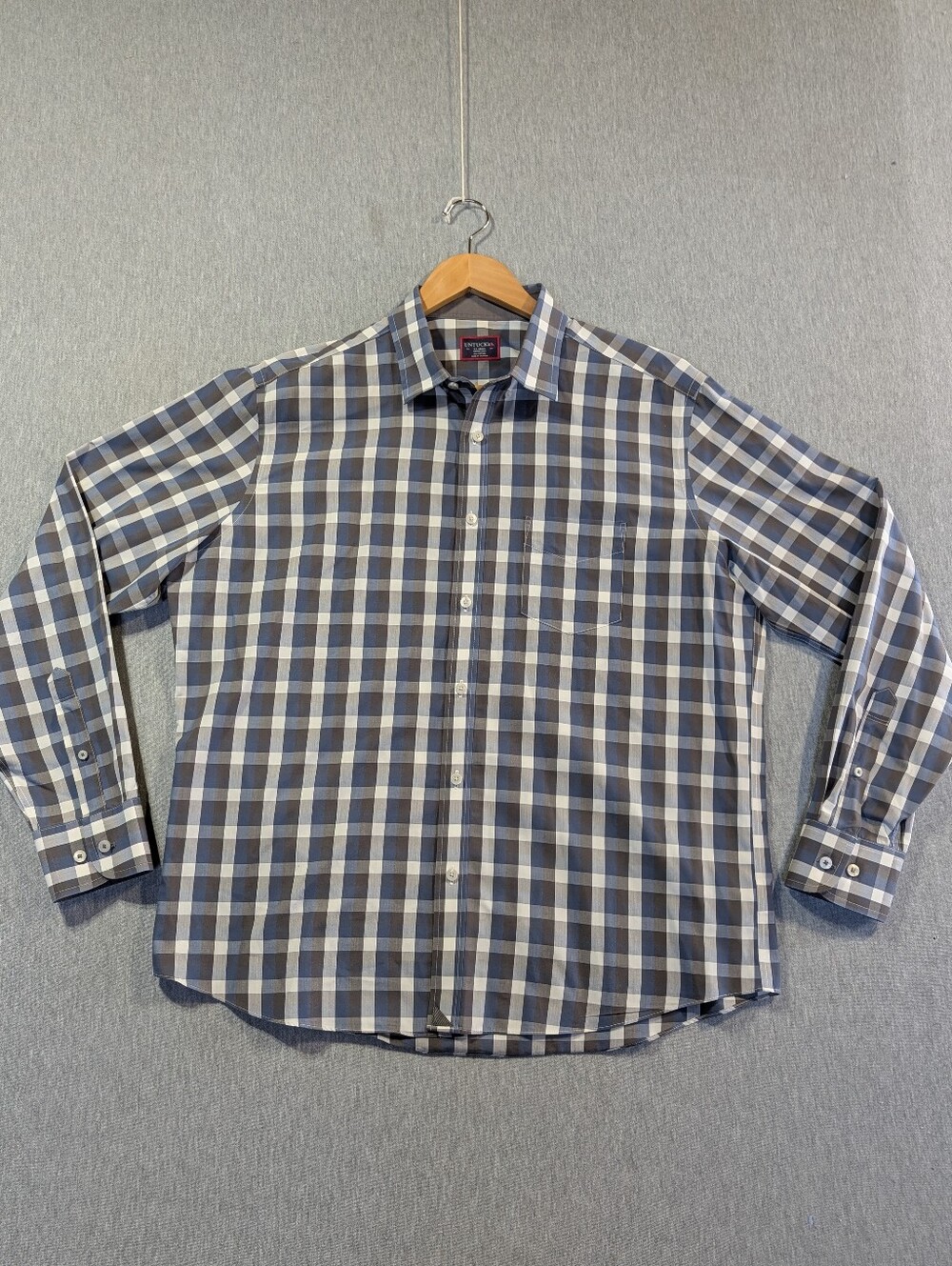 UNTUCKit Altamura Wrinkle Free Button Shirt Men's XL Gray Blue Plaid